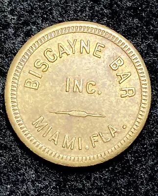 1920’s Miami Fla Biscayne Bar Inc Good For 5 Cent In Trade Token • $9.99