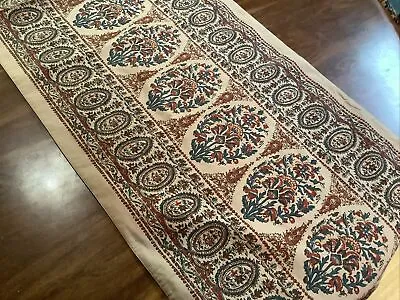 POTTERY BARN Brown / Tan Tapestry  Cotton Table Runner 90x18 • $20