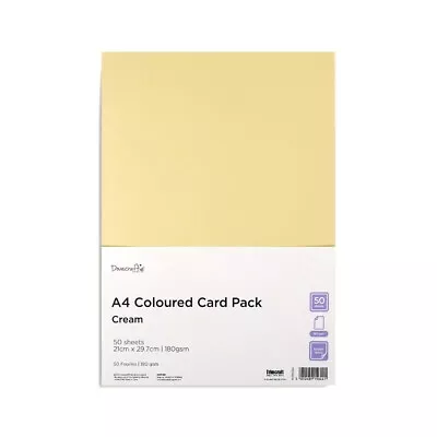 A4 Coloured Card Pack 180gsm - Cream - 50pk • £5.99