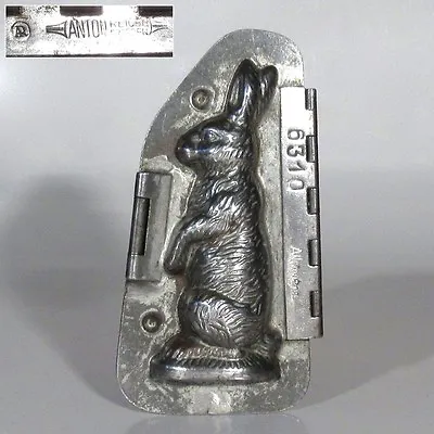 Antique German Tin Metal Chocolate Mold Bunny Rabbit Signed Anton Reiche Dresde • $249
