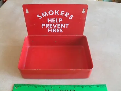 £37.31 • Buy Vintage Smokers Help Prevent Fires Metal Bin Ashtray Wall Mount Gas Station