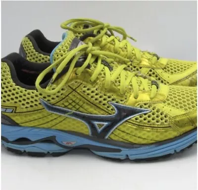 Mizuno Wave Rider Neon Green Blue Sneakers Women 10 Men 8 New No Tags • $44