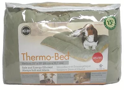 K&H PET PRODUCTS K&H Thermo-Bed Quilted Medium Sage/Tan 26x29 6 Watts • $45.99
