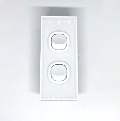 Lumex Silica White Glass Wall Light Switch Architrave Vertical 2 Two Gang 16A • $7.99