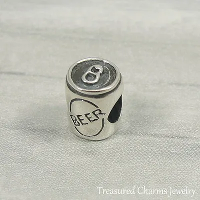 925 Sterling Silver Beer Can Charm - Large Hole Bead Fits European Bracelet • $17.95