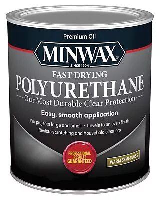 	Fast Drying Polyurethane Protective Wood Finish Clear Semi-Gloss 1 Quart	 • $21