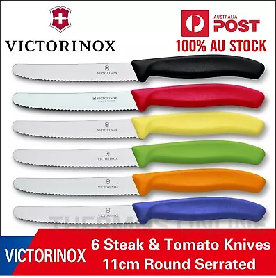 Genuine 6 X Victorinox Swiss 11CM Serrated Steak Knives Tomato Sausage Knife • $29.86