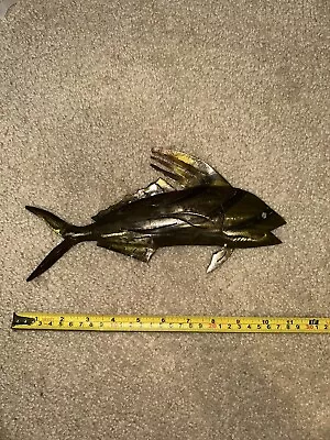 Handmade Yellowfin Tuna Metal Fish Art Sculpture Wall Hanging Indoor Outdoor • $30