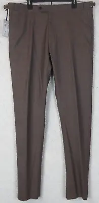 Mens Zanella Platinum Nate Dress Pants Wool Size 40 Red / Brown New Flat Front • $149.99