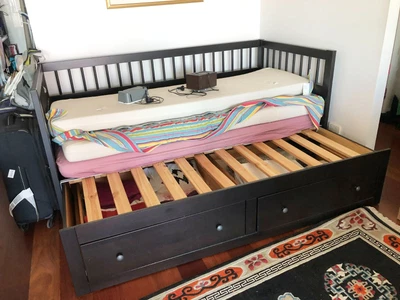 $100 • Buy IKEA Day Bed With Mattress Adjustable Single Or Double Bed With 2 Drawer Storage