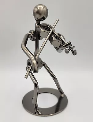 Metal Figurine Violin Player Metal Nuts And Bolts Musician Music Gift Art • $14.95