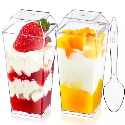 50 Pack 3 Oz Mini Dessert Cups With Lids And Spoons Small Plastic Parfait Cu... • $29.22