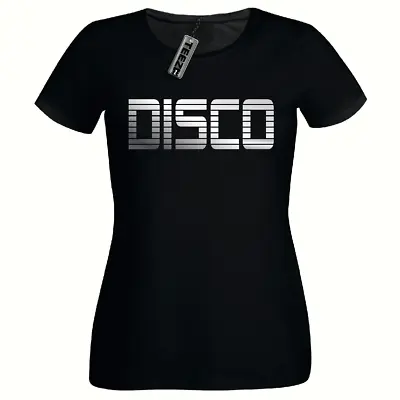 Silver 80's DISCO Tshirt Ladies Fitted TshirtSilver Slogan Fancy DressT Shirt • £9.99