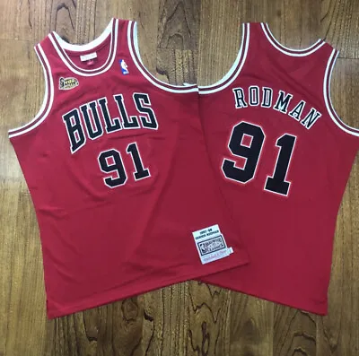 Chicago Bulls Dennis Rodman Red NBA Finals Basketball Vintage Throwback Jersey • $42.99