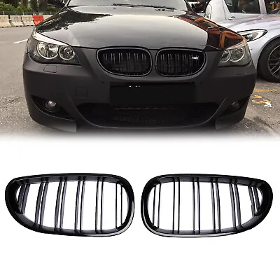 $26.05 • Buy Pair Gloss Black Front Kidney Grille Grill For BMW E60 E61 5 Series 2003-2010