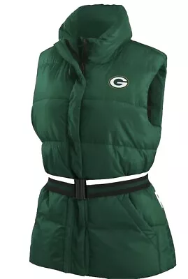 NFL Green Bay Packers Full Zip Puffer Jacket Vest Sleeveless Women’s Size 2XL  • $30