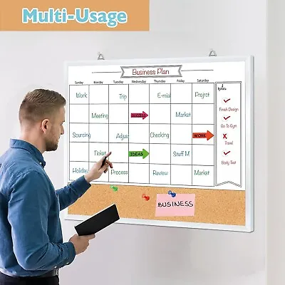 Wall Calendar Dry Erase Whiteboard Magnetic Monthly Calendar/Combination Board • £25