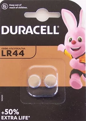 2-PACK Of DURACELL LR44 1.5V COIN BUTTON CELL ALKALINE BATTERY A76 V13GA 76A • $7.60