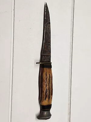 Vintage Voos Solingen Hollow Ground Stag Handle Fixed Blade Knife Read Desc • $37.95