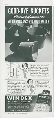 1936 Windex Wash Windows Without Water Good Bye Buckets Vintage Print Ad GH1 • $12.39