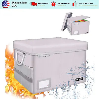 $84.99 • Buy Fireproof File Box With Lid Portable File Box With Handle Locking File Organizer