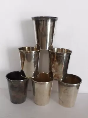 6 Vintage WM ROGERS & STEWART'S Silver Plate Mint Julep Cups NO MONOGRAM DERBY • $39