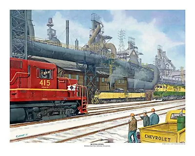 Steel In Motion Train Print Lehigh Valley Bethlehem Steel & Reading Co   • $35