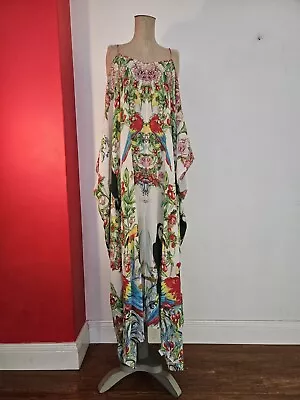 CAMILLA  One Flew Over  Silk Strappy Kaftan Dress Parrots Birds Tucan RRP 599 • $299