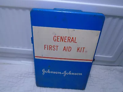 Vintage Johnson & Johnson General First Aid Kit Metal Box With Contents 13 X9  • $29.99
