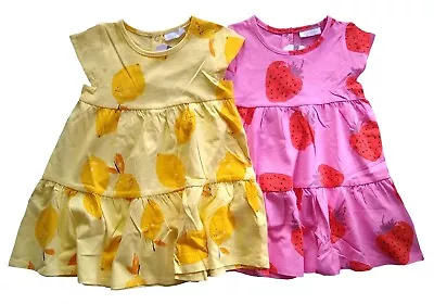 £5.45 • Buy NEXT Baby Girl Dress Age 6 9 Months Summer Jersey Beach Strawberry Lemon Cotton