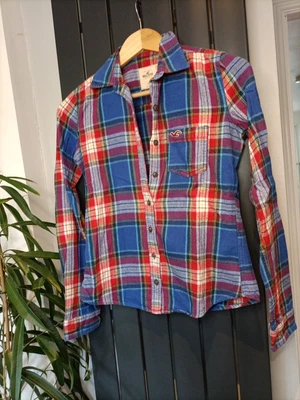 £8.99 • Buy Hollister XS Women's Red And Blue Check Shirt Button Up Long Sleeve