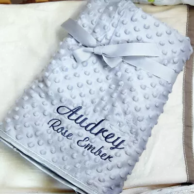 £15.99 • Buy Personalised Baby Blanket Embroidered Soft Bubble Boy Girl Gift Stars Newborn