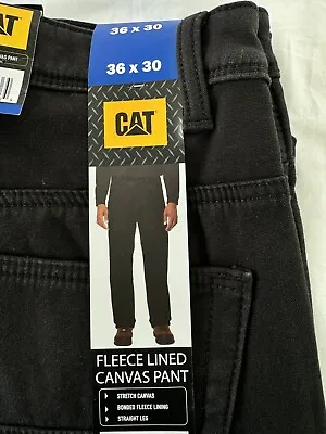 CAT Caterpillar Fleece Lined Black Canvas Work Pants Men's Sz 38 X 30 Insulated • $29.95