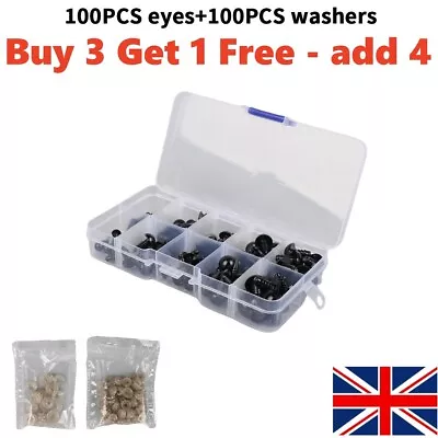 100PCS Black Safety Eyes 6-12mm For Teddy Bear Toys • £4.16