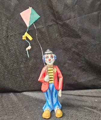 Vintage Paper Mache 6 Tall Clown Flying A Kite Figurine Made In Mexico • $9.99