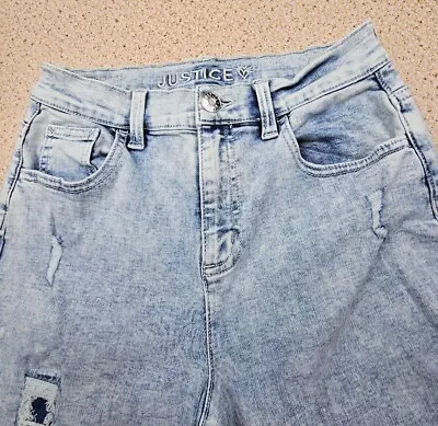Justice Girls Size 16 Jeans Light Blue 26/24 Rag Hem Distressed  • $11.31