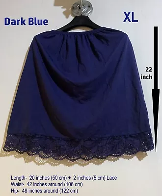Women Cotton Underskirt Waist Skirt Half Slip Petticoat Skirt Dark Blue XL Size • £6.99