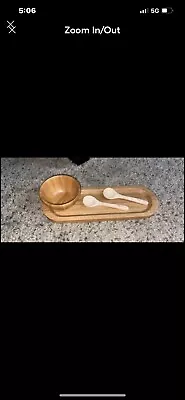 Pampered Chef Bamboo Tray Bowl And Spoon Serving Set • $20