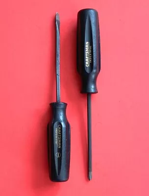 Rare Vintage USA Craftsman Industrial Screwdrivers 2 Piece Set Black Handle • $2.25