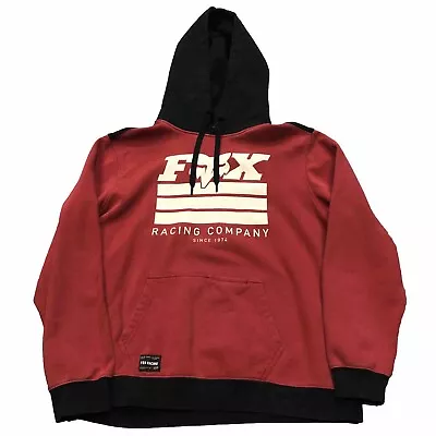 Y2k Fox Racing Red Black Pullover Hoodie Sweatshirt Xl Motocross H7 • $9.99