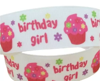 BIRTHDAY GIRL Grosgrain RIBBON 1m X 25mm Width (1 ) Birthday Cake Party Deco • £2.25