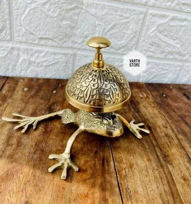 Vintage Unique Brass Frog Desk Bell Antique Hotel Counter Reception Bell Gift • $32.80