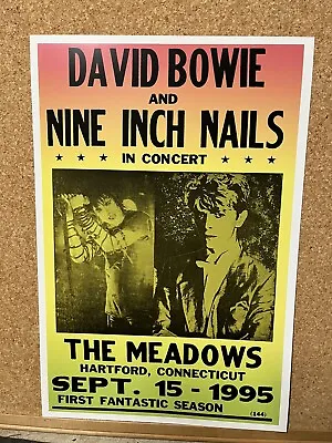 $7.99 • Buy David Bowie Nine Inch Nails Hartford Connecticut 1995 Concert Poster 12x18
