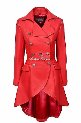 EDWARDIAN Ladies Leather Jacket Red Washed Victorian Gothic Coat 3491 • £229.51
