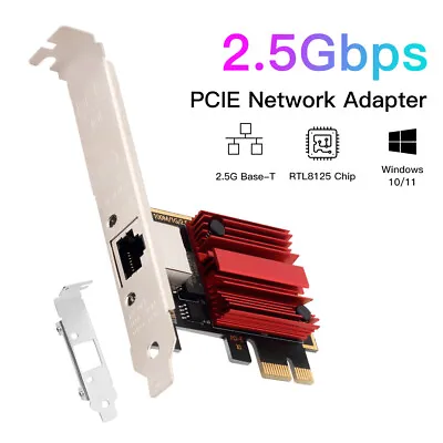 2.5Gbps PCIe Gigabit Network Card RJ45 LAN PCI Express X1 X4 X8 Ethernet Adapter • $12.49