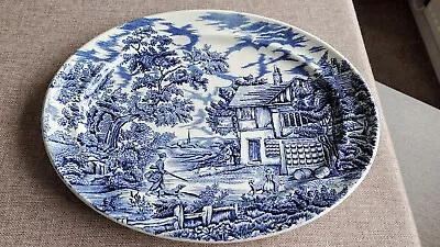 Myott  The Hunter  Large Oval Serving Plate Blue And White - Hand Engraved • £16.99