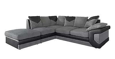 £559 • Buy Jumbo Cord High Back Cushions Corner Sofa Suite Set Footstool 3 2 Seater Dino