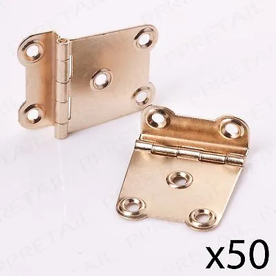 50 PAIRS BRASS CRANKED SURFACE HINGE 1.5  Offset Wood Furniture Chest/Trunk Door • £7.64