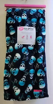 Luv Betsey Johnson 50x60 Skull Soft Plush Throw Blanket Halloween Black And Blue • $34.99