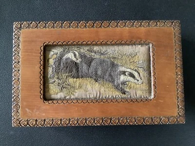 £30 • Buy Vintage Wooden Box. J &J Cash Ltd Woven Picture Inlay.